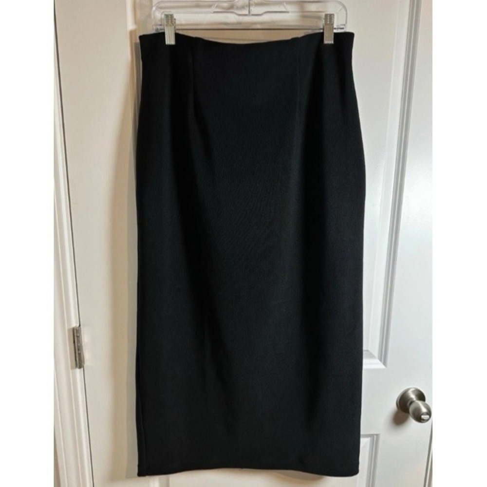 VTG 90s SC & CO Black Tricot Knit Pencil Skirt XL - Made in Canada Office Siren